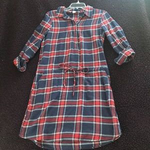 Blue and red plaid dress